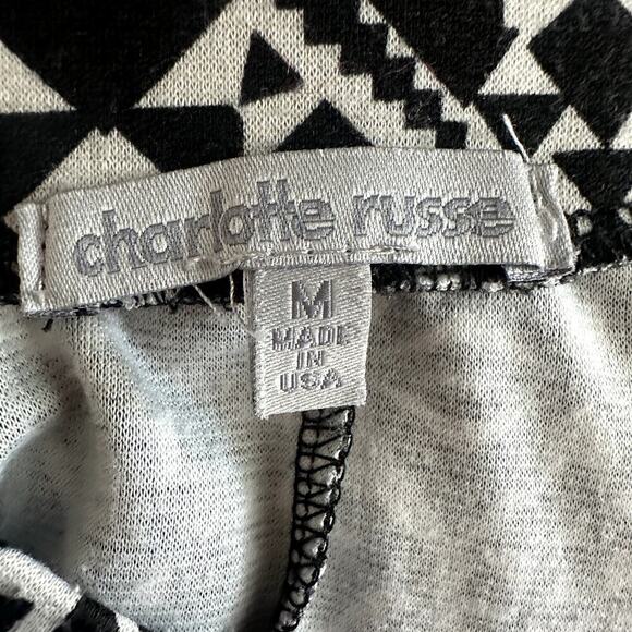 Charlotte Russe Skirt Women’s Medium Y2K Black White Geometric Flare Mini - Picture 3 of 6
